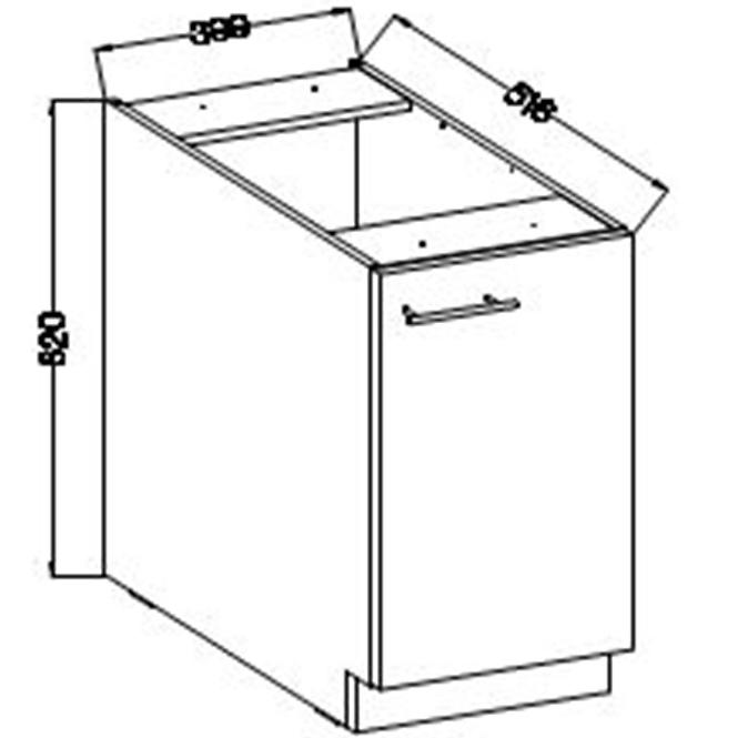 Küchenzeile Lara 40d 1f Bb Mdf  Weiß Glänzend