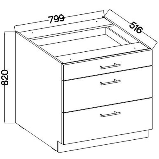Küchenzeile Lara 80d 3s Bb Mdf  Weiß Glänzend,2