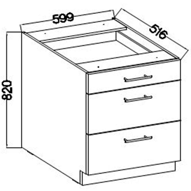 Küchenzeile Lara 60d 3s Bb Mdf  Weiß Glänzend