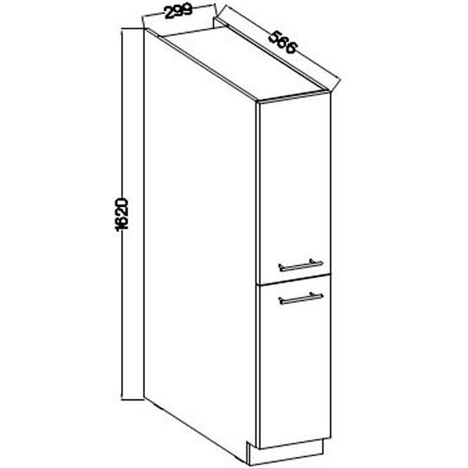 Küchenzeile Lara 30dk-162 Cargo 1f Bb Mdf Weiß Glänzend