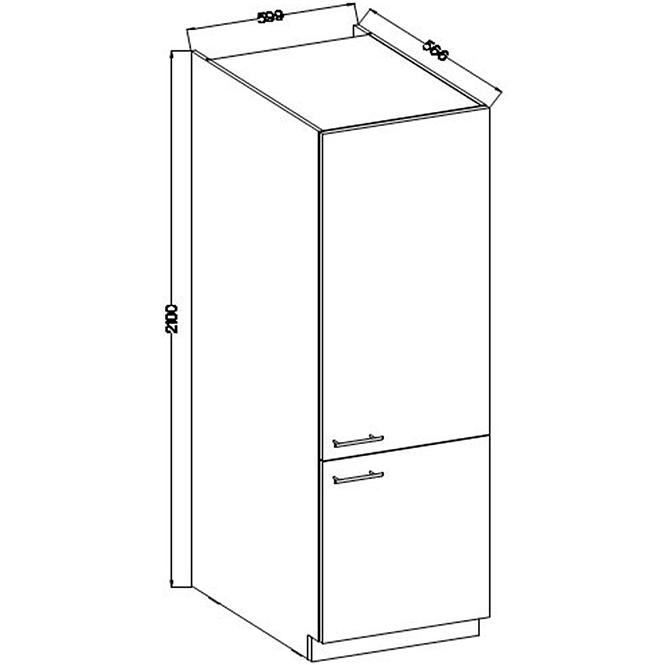 Küchenzeile Lara 60dk-210 2f Bb Mdf  Weiß Glänzend