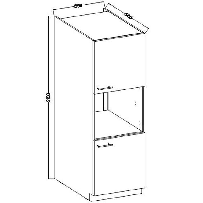 Küchenzeile Lara 60dp-210 2f Bb Mdf  Weiß Glänzend