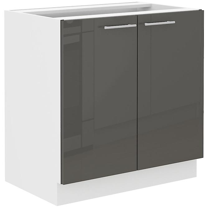 Küchenzeile Lara 80zl 2f Bb Mdf Grau  Glänzend