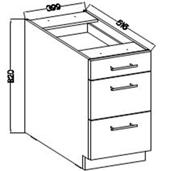 Küchenzeile Lara 40d 3s Bb Mdf Grau  Glänzend
