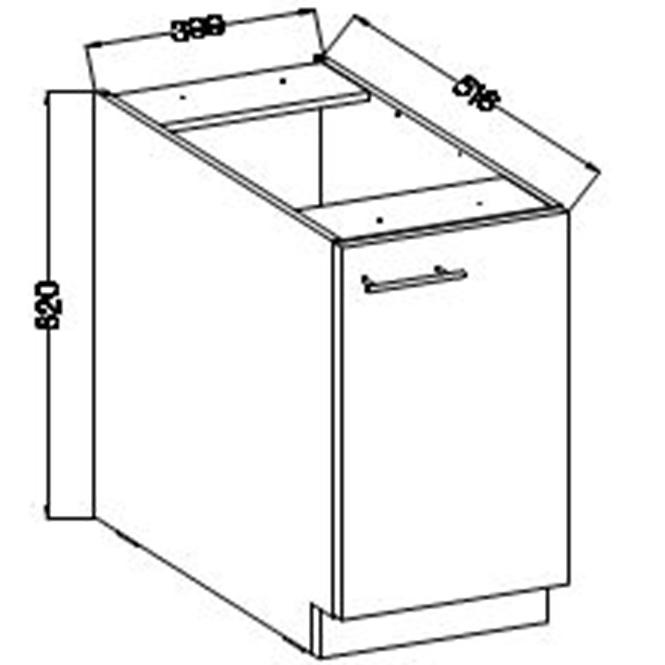 Küchenzeile Lara 40d 1f Bb Mdf Grau  Glänzend