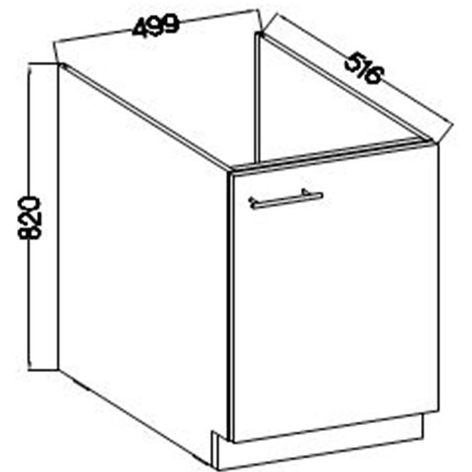 Küchenzeile Lara 50zl 1f Bb Mdf Grau  Glänzend