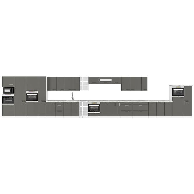 Küchenzeile Lara 50zl 1f Bb Mdf Grau  Glänzend