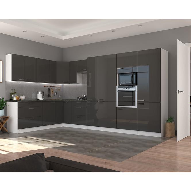 Küchenzeile Lara 50zl 1f Bb Mdf Grau  Glänzend