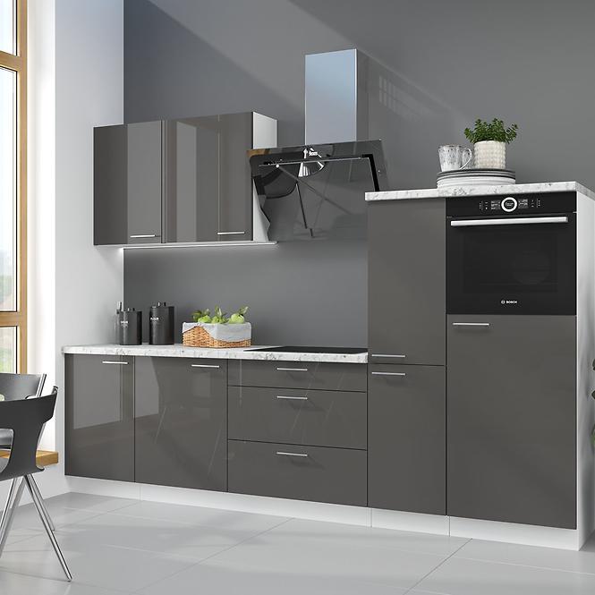 Küchenzeile Lara 50zl 1f Bb Mdf Grau  Glänzend
