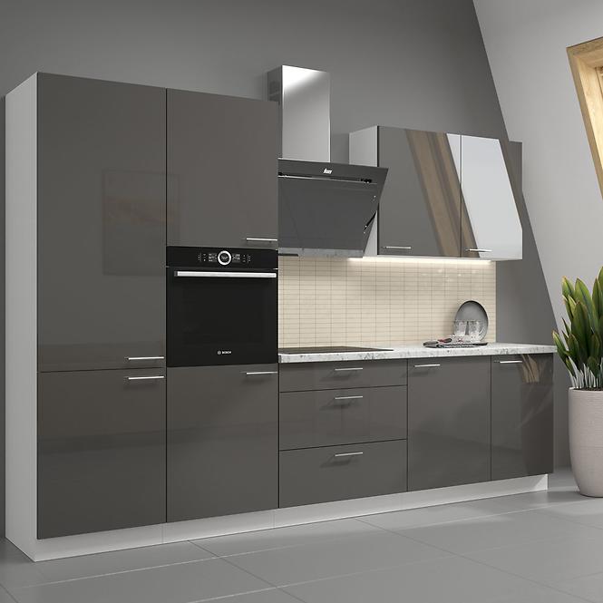 Küchenzeile Lara 50zl 1f Bb Mdf Grau  Glänzend