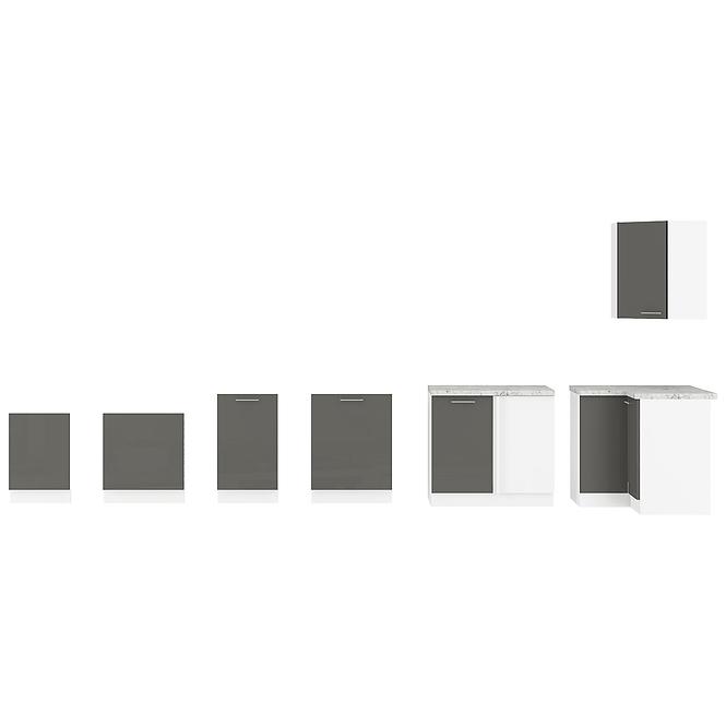Küchenzeile Lara 60dkpl-162 1f Bb Mdf Grau  Glänzend