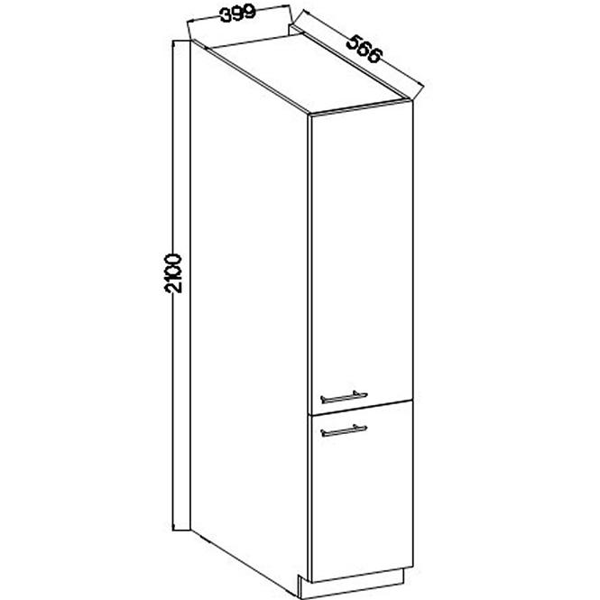 Küchenzeile Lara 40dk-210 2f Bb Mdf Grau  Glänzend