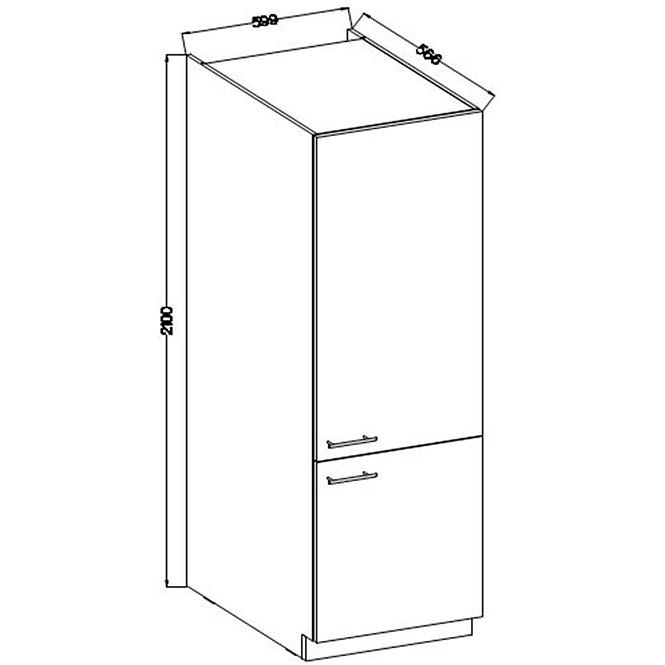 Küchenzeile Lara 60dk-210 2f Bb Mdf Grau  Glänzend