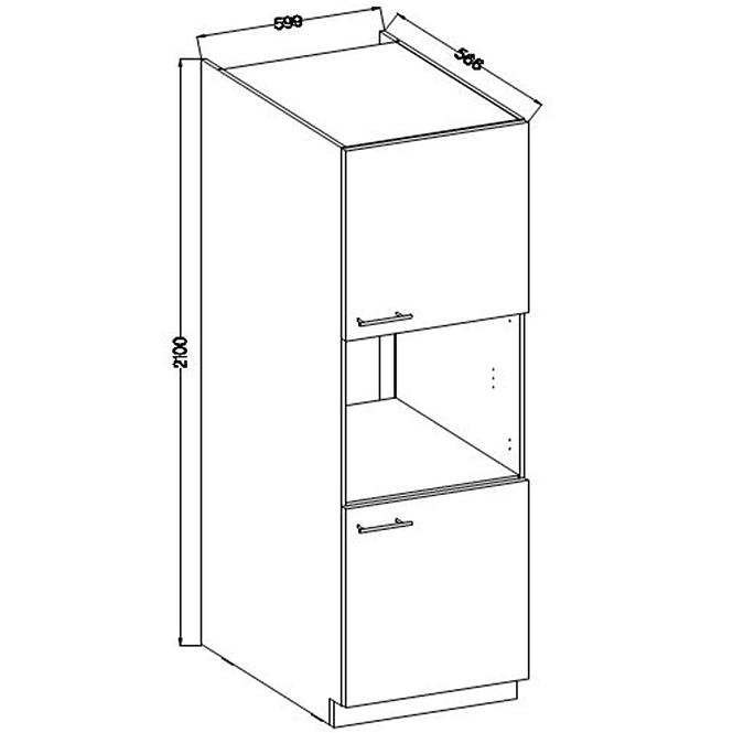 Küchenzeile Lara 60dp-210 2f Bb Mdf Grau  Glänzend