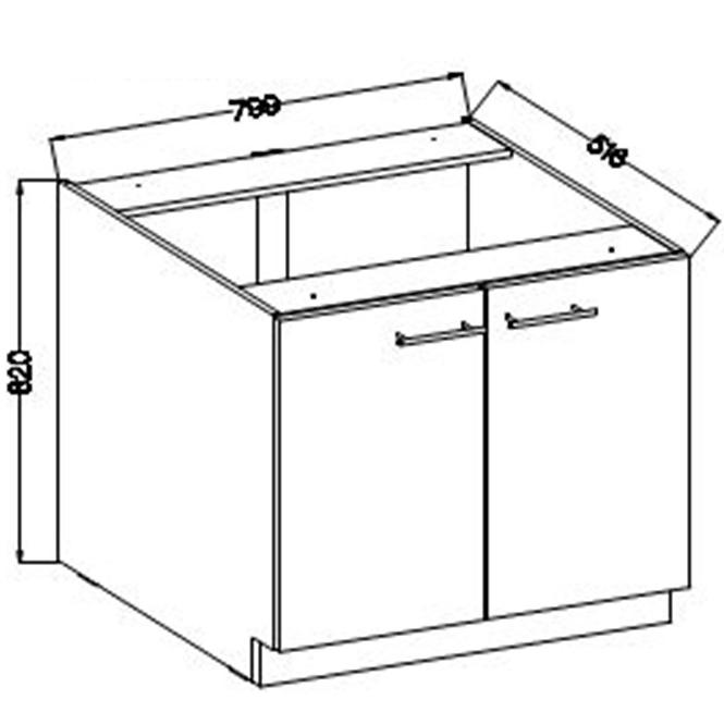 Küchenzeile Lara 80d 2f Bb Mdf Cappuccino Glänzend
