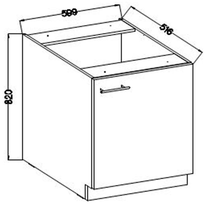 Küchenzeile Lara 60d 1f Bb Mdf Cappuccino Glänzend