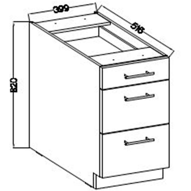 Küchenzeile Lara 40d 3s Bb Mdf Cappuccino Glänzend