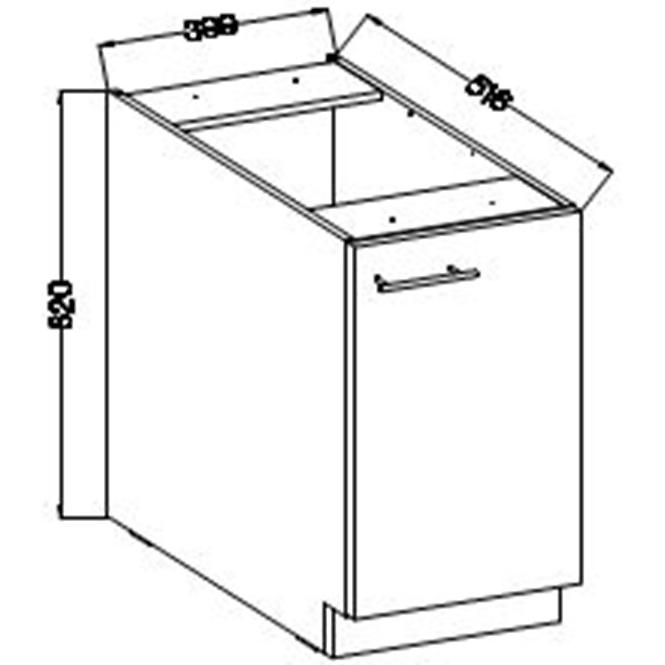 Küchenzeile Lara 40d 1f Bb Mdf Cappuccino Glänzend,2