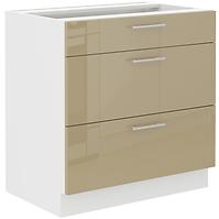 Küchenzeile Lara 80d 3s Bb Mdf Cappucino Glänzend