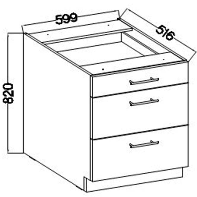 Küchenzeile Lara 60d 3s Bb Mdf Cappuccino Glänzend