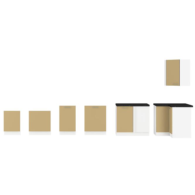 Küchenzeile Lara 50zl 1f Bb Mdf Cappuccino Glänzend