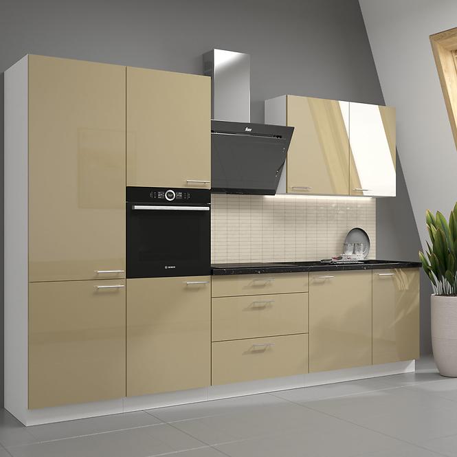 Küchenzeile Lara 50zl 1f Bb Mdf Cappuccino Glänzend
