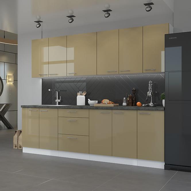 Küchenzeile Lara 50zl 1f Bb Mdf Cappuccino Glänzend