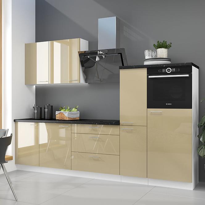 Küchenzeile Lara 50zl 1f Bb Mdf Cappuccino Glänzend