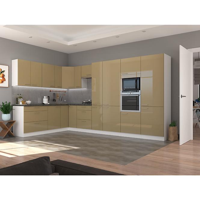 Küchenzeile Lara 50zl 1f Bb Mdf Cappuccino Glänzend