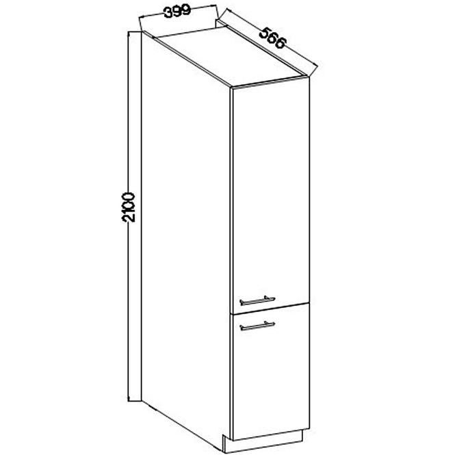 Küchenzeile Lara 40dk-210 2f Bb Mdf Cappuccino Glänzend