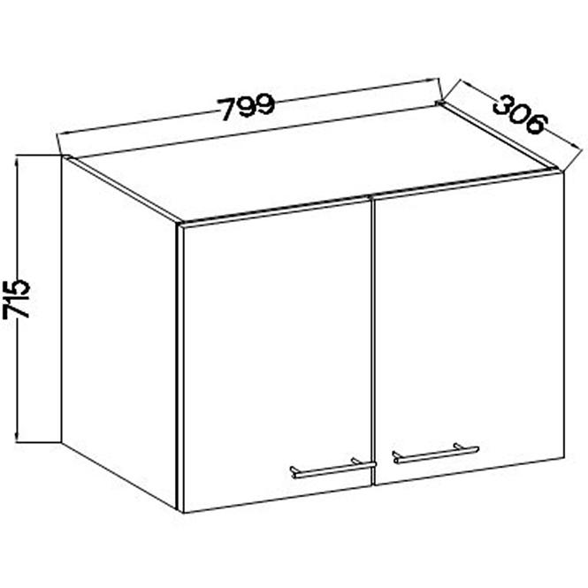 Küchenzeile Lara 80g-72 2f Mdf  Weiß Glänzend,2