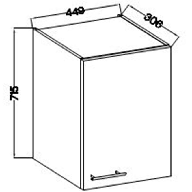 Küchenzeile Lara 45g-72 1f Mdf Grau Glänzend,2