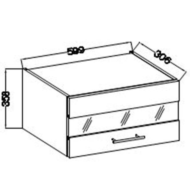 Küchenzeile Lara 60gus-36 1f Mdf Grau Glänzend,2