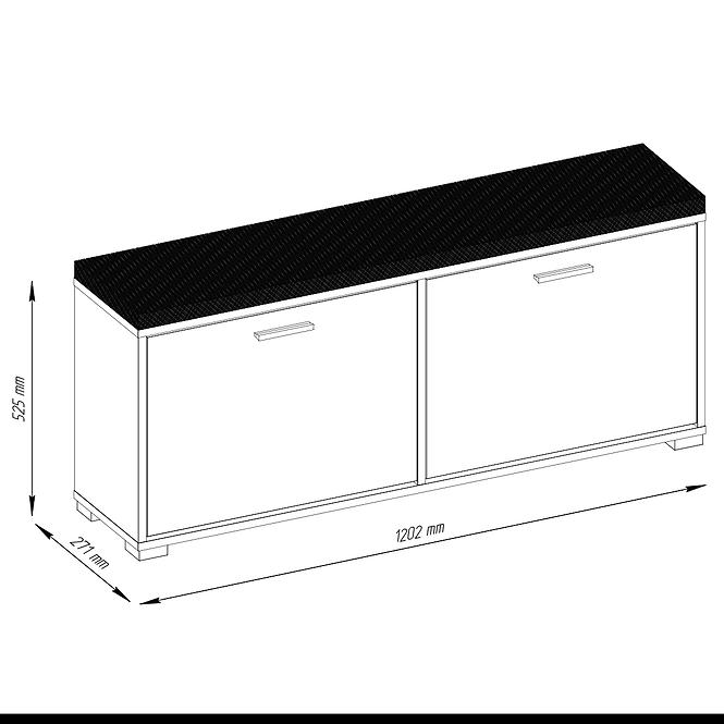 Schuhschrank Libra 2KL Weiß/graphit 52.5X120X27.1