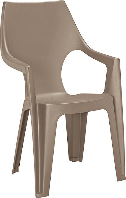 Stuhl aus Kunststoff Dantemit hoher Rückenlehne, Cappuccino