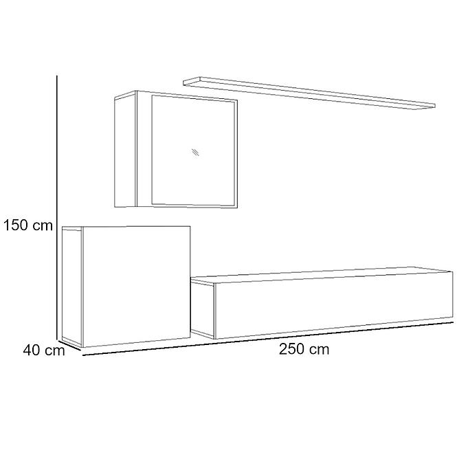 Wohnwand Switch XV Glass +LED graphit/schwarz