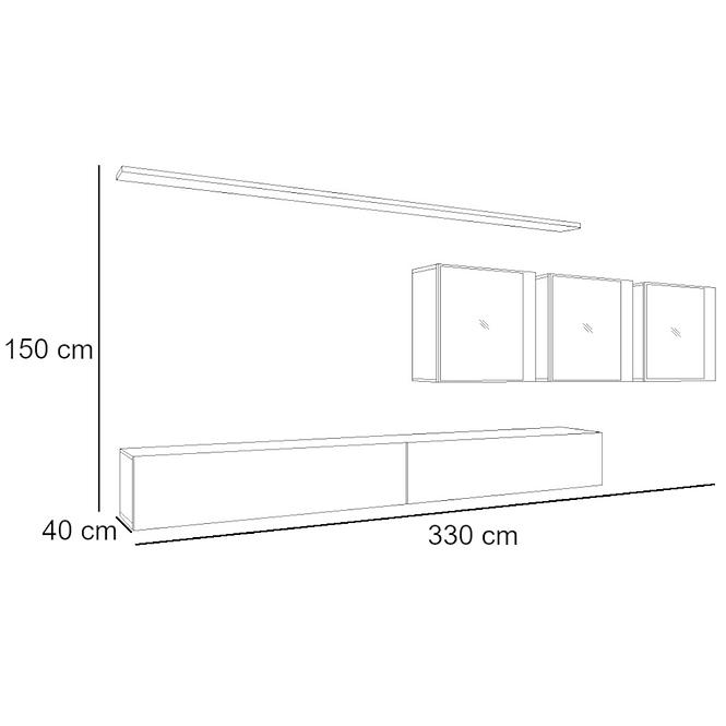 Wohnwand Switch XVII Glass + LED graphit/schwarz