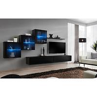 Wohnwand Switch XX Glass + LED schwarz