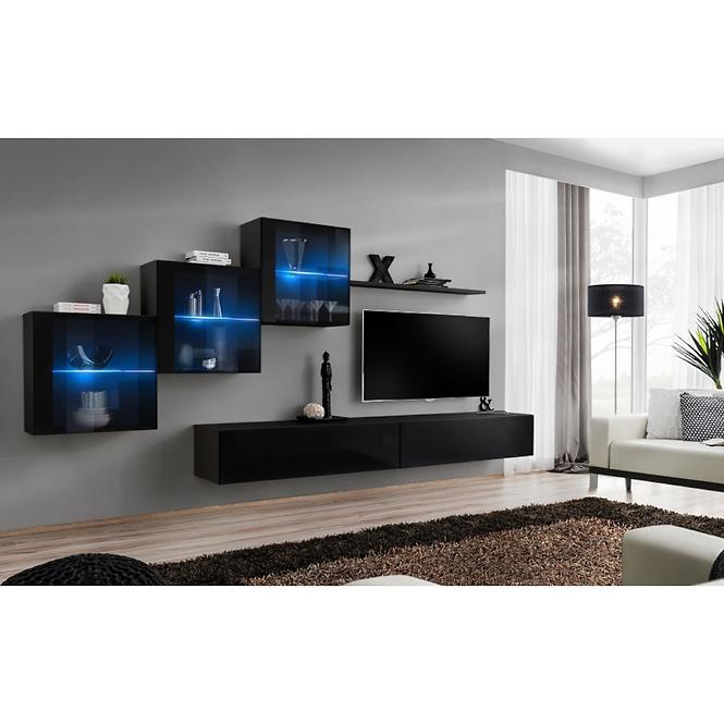 Wohnwand Switch XX Glass + LED schwarz