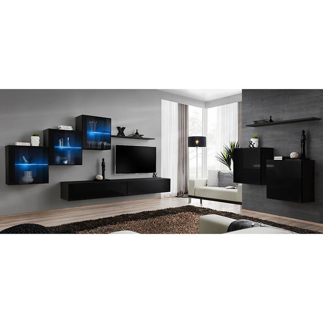 Wohnwand Switch XX Glass + LED schwarz