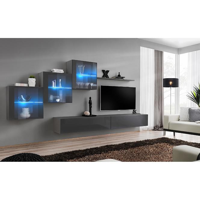 Wohnwand Switch XX Glass + LED graphit