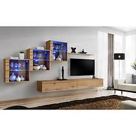 Wohnwand Switch XX Glass + LED Eiche Wotan
