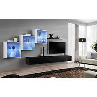 Wohnwand Switch XX Glass + LED weiß/schwarz