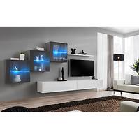 Wohnwand Switch XX Glass + LED graphit/weiß