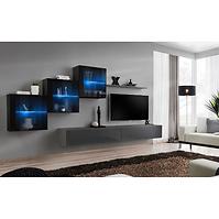 Wohnwand Switch XX Glass + LED schwarz/graphit
