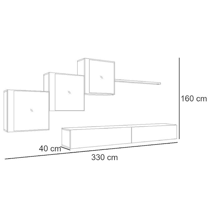 Wohnwand Switch XX Glass + LED graphit/schwarz