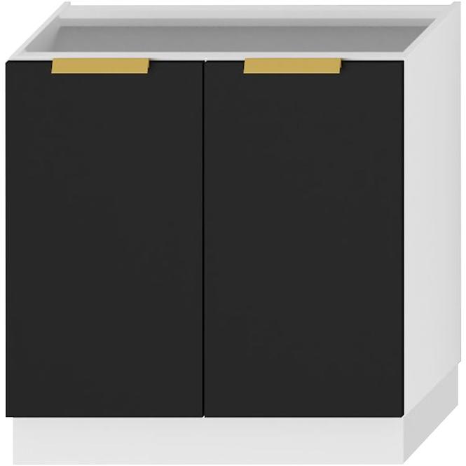 Küchenzeile Denis D80 Schwarz Mat Continental/Weiß