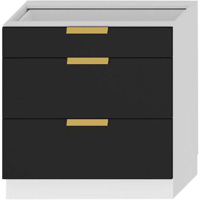 Küchenzeile Denis D80s/3 Schwarz Mat Continental/Weiß