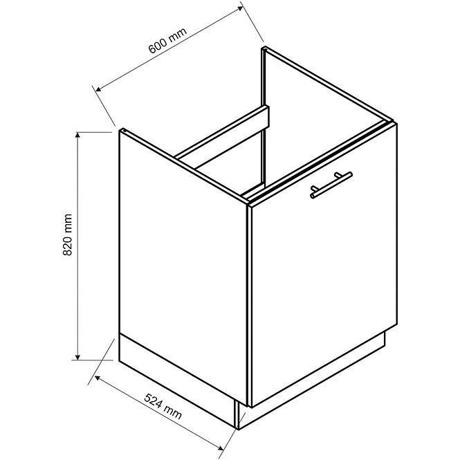 Küchenzeile Oscar D60zl Pl Weiß Lesk/Weiß