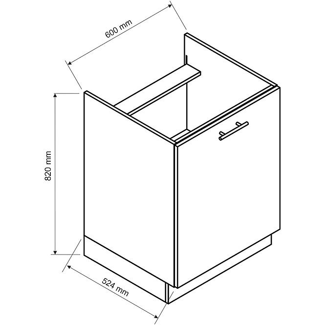 Küchenzeile Oscar D60pc Pl Weiß Lesk/Weiß
